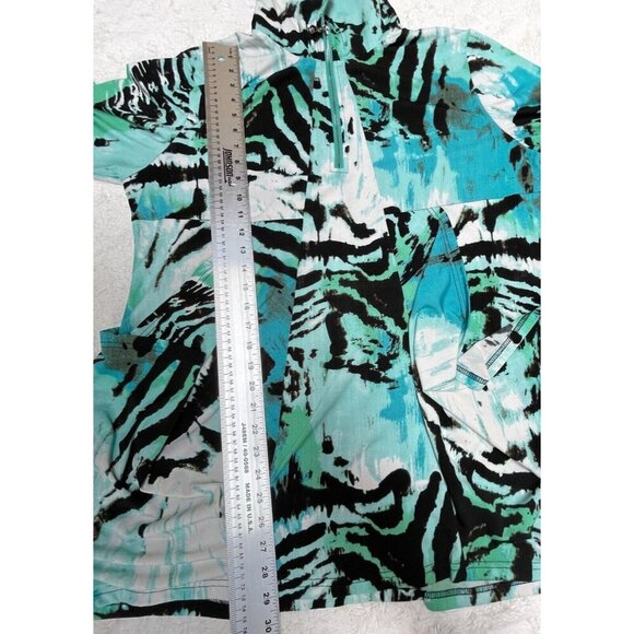 Creation Womens XXL 1/4 Zip Mock Neck Drape Pockets Tunic Top Printed Stretch - Picture 9 of 9